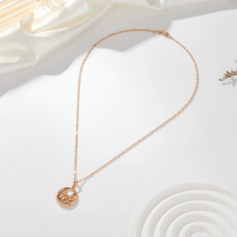 SYOUJYO Shiny Green Natural Zircon Pendant Necklace For Women Fine Jewelry 585 Rose Gold Color Luxury Accessories Gift
