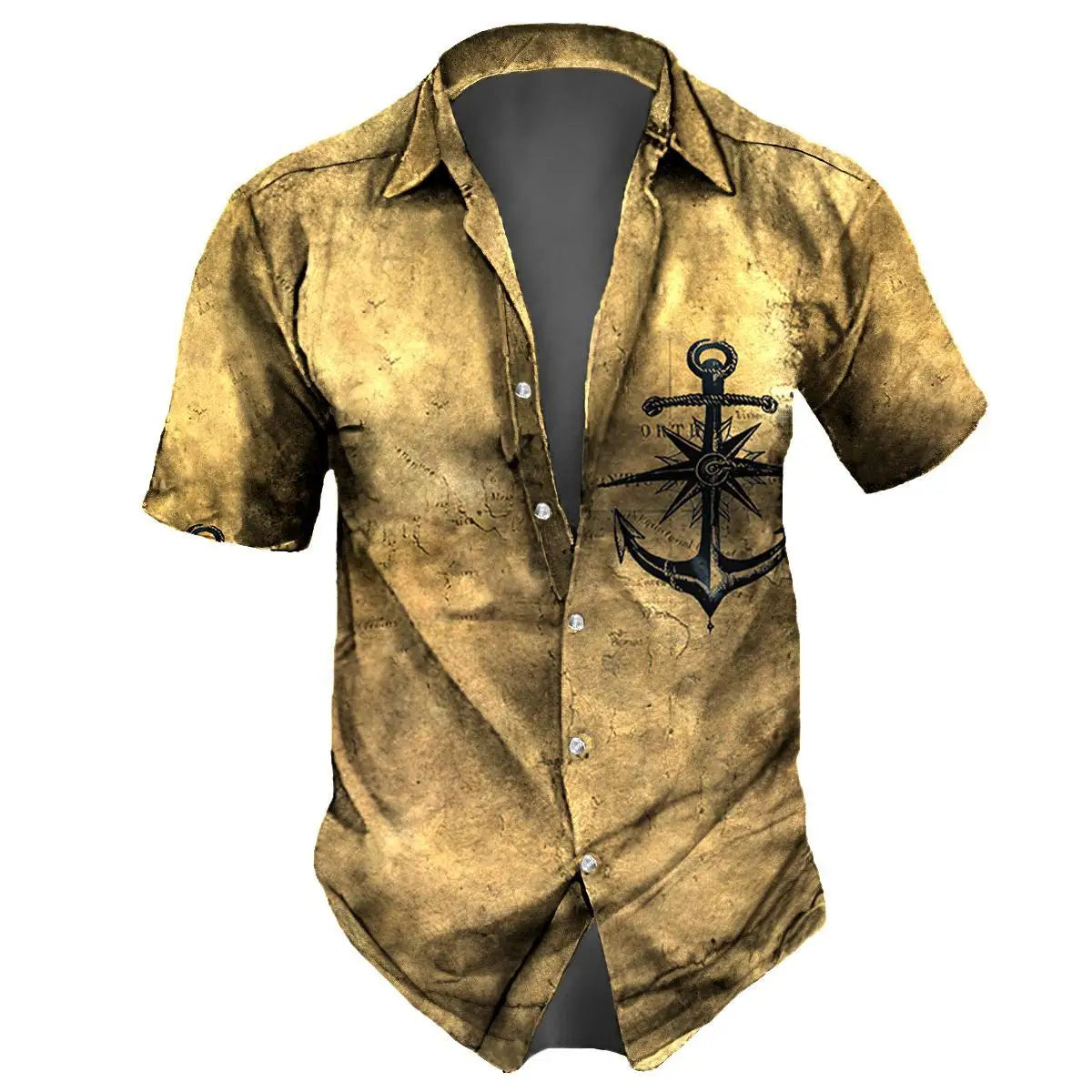 Retro Men's Shirt 3d Nautical Print Short Sleeve Shirt Summer Casual Top Loose Oversized Hawaiian Shirts For Men 2024 New Tops