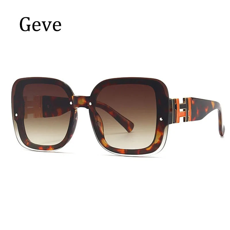 Fashion Orange Women's Square Sunglasses Trendy Luxury Brand Gradient Lenses Sun Glasses Ladies 100% UV400 Protection
