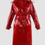 Nerazzurri Autumn Long Shiny Black Red Patent Pu Leather Trench Coat for Women Belt Double Breasted Luxury Designer Clothes 2023
