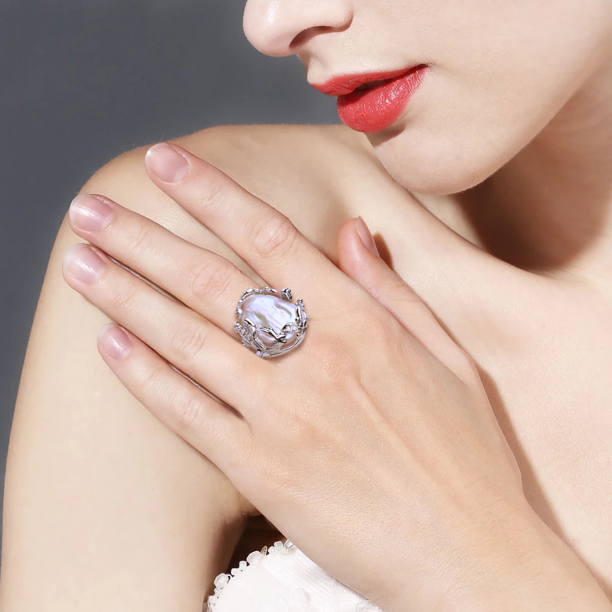 FENASY Natural Freshwater 12-16mm Big Baroque Pearl 925 Sterling Silver Rings Bridal Wedding Jewelry Birthday Gifts For Women