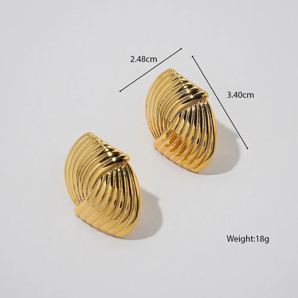 Fashion Textured Rhombus Brass Earrings 18k Gold Plating Jewelry Accessories Waterproof And Colorfast Ear Studs
