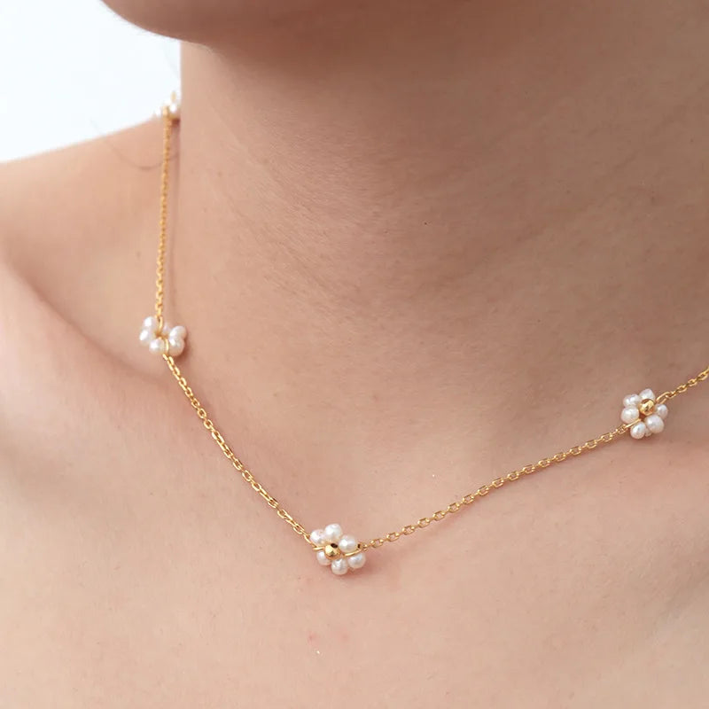 European American Style Light Luxury Handmade Bead Chains Flower Necklaces Women Romantic Temperament Bracelets Banquet Jewelry