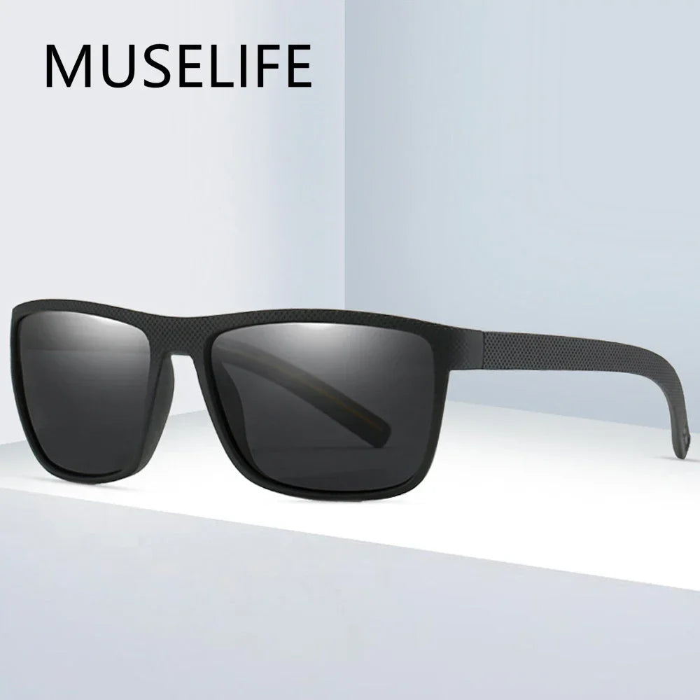 MUSELIFE Brand Polarized Sunglasses For Men Plastic Oculos de sol Men's Fashion Square Driving Eyewear Travel Sun Glass