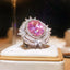 925 Silver Ring New Water Drop Shaped Pink Zircon Full Diamond Opening Ring For Women's Party Wedding Jewelry Gift