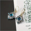 Engraved rhombus blue synthetic gemstone decorative pendant earrings retro elegant style jewelry exquisite women's earrings