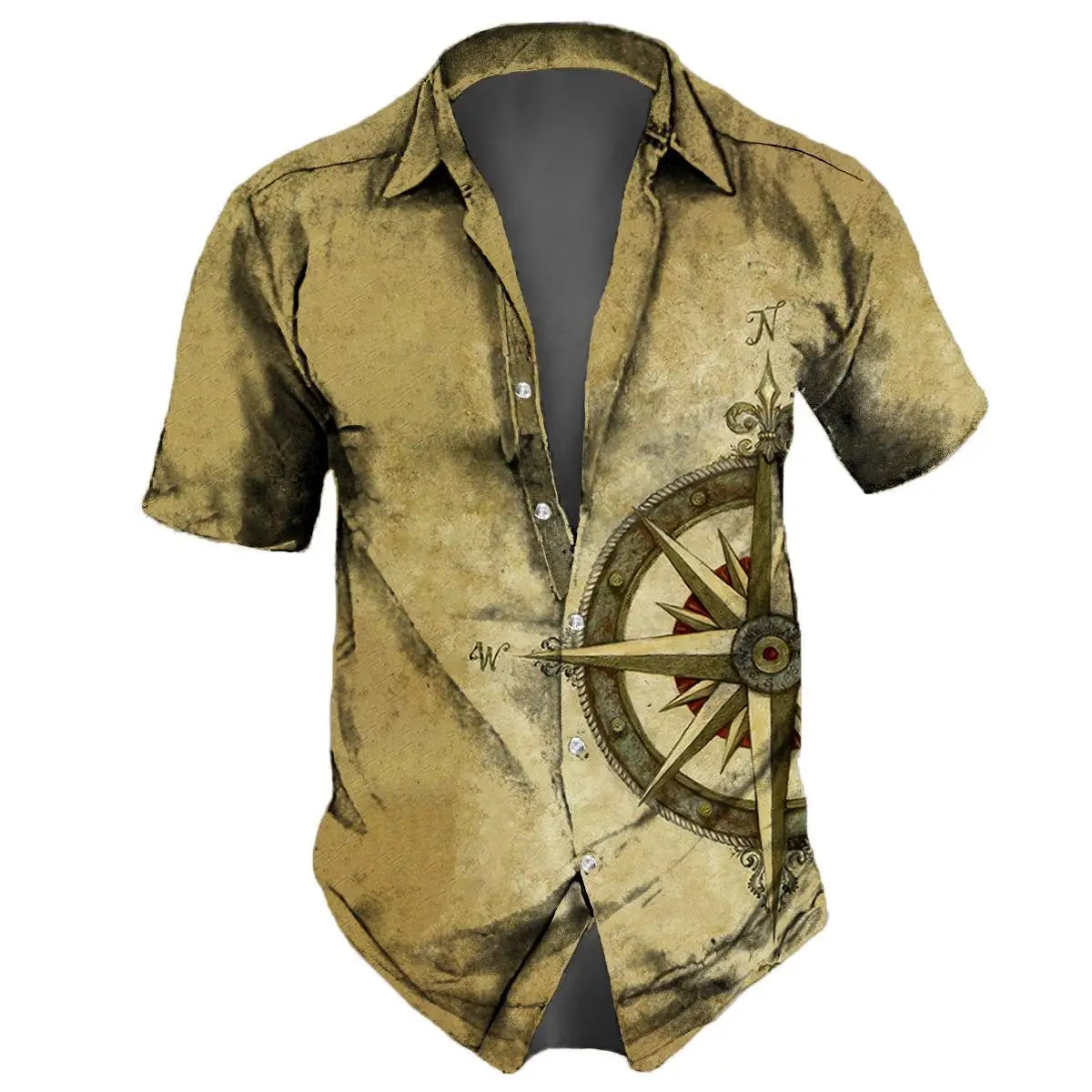Retro Men's Shirt 3d Nautical Print Short Sleeve Shirt Summer Casual Top Loose Oversized Hawaiian Shirts For Men 2024 New Tops