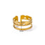 Geometric Lancet Glossy Stainless Steel Open Rings For Women Minimalist Gold Color Adjustable Wedding Ring Female Jewelry BFF