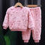 Baby flannel pajamas Korean casual solid color home clothing set for childrens long sleeved pajamas and girls warm underwear set