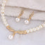 Women's 2 Piece Jewelry Sets One Gold Color Necklace + 1 Pair Earrings Wedding Bridal Pearl Elegant Decoration Pendientes Gifts