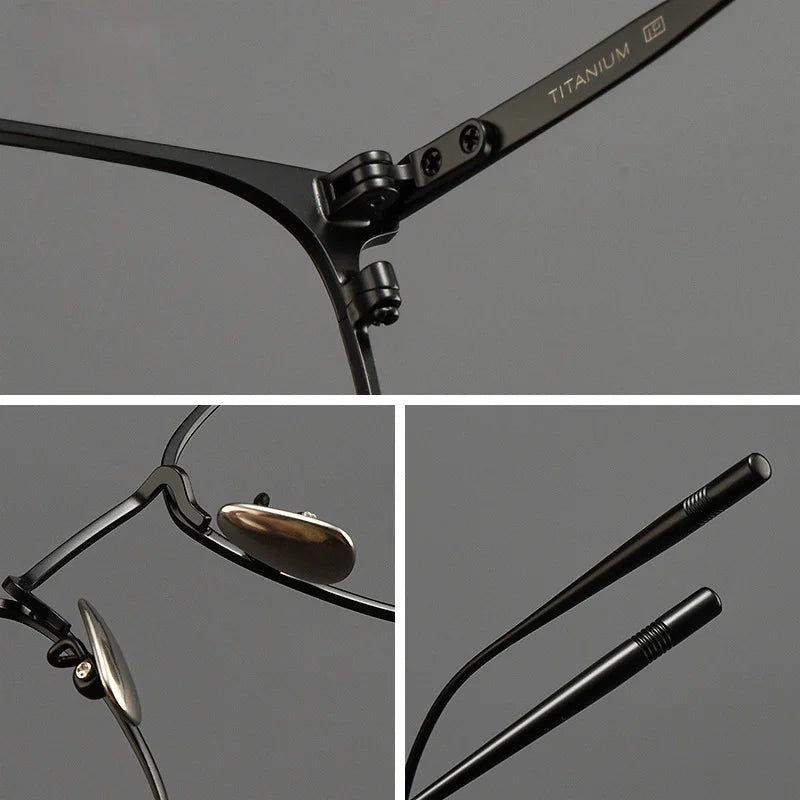 Pure Titanium Large Square Eyeglass Frame Men Business Retro Leisure Myopia Anti-blue Light Glasses Frame Male Spectacle Eyewear