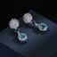 Simple 925 silver light luxury natural opal inlaid with real diamonds and black gold plated oval earrings luxury earrings women