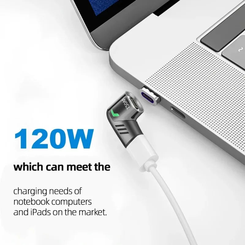 120W USB Type C Magnetic Adapter Fast Charge High Speed Data Transfer Converter For MacBook IPad Pro Samsung Xiaomi USB C Device