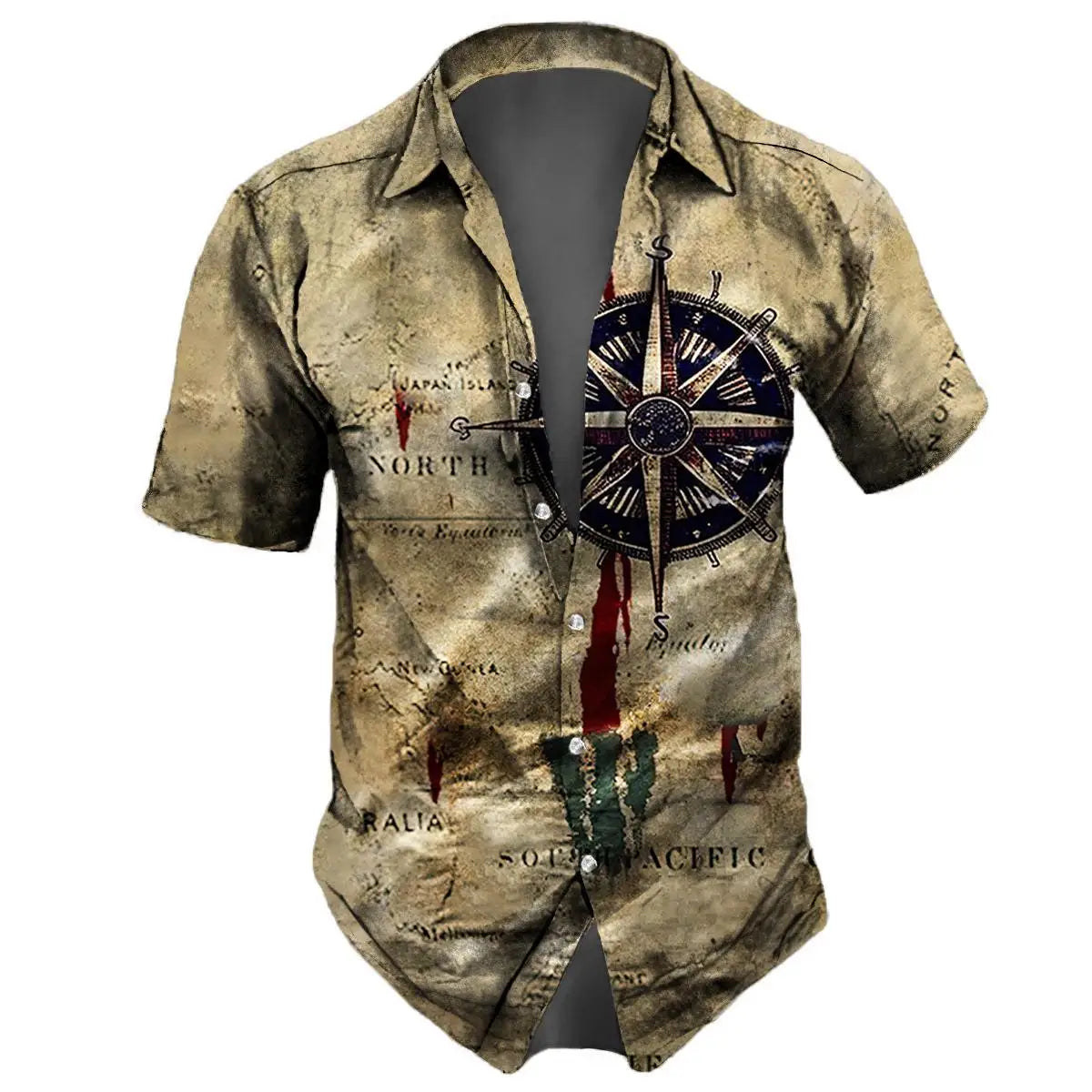 Retro Men's Shirt 3d Nautical Print Short Sleeve Shirt Summer Casual Top Loose Oversized Hawaiian Shirts For Men 2024 New Tops