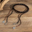 Ethnic Retro Brown Black Rope Chain Necklace for Women Metal Beaded Geometric Charm Adjustable Choker Jewelry Party Collar New