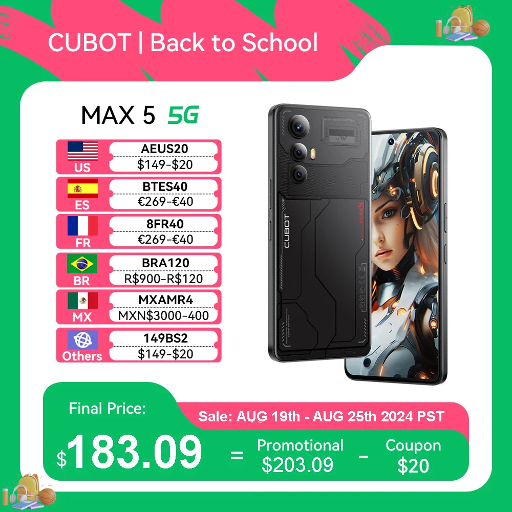 [World Premiere] CUBOT MAX 5, Android Smartphone 5G, Dimensity 8200, 6.95" 144Hz Large Screen, 24+256GB,Gaming Phone,Add to Cart