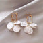 Korean Fashion Imitation Shell Pearl Dangle Earrings for Women Crystal Zirconia Flower Wedding Bridal Earring Party Accessories