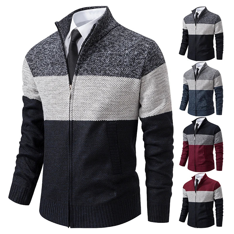 Cardigan sweater men's autumn and winter new stand-up sweater trend sweater coat