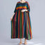Rainbow Dress With Pockets Women's Stripe Print Plus Size Loose Large Swing Dresses Female Casual Breath Comfty Outgoing Dress