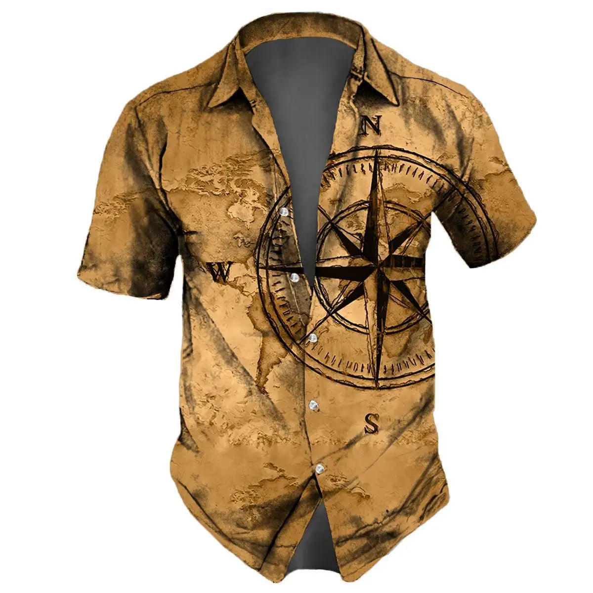 Retro Men's Shirt 3d Nautical Print Short Sleeve Shirt Summer Casual Top Loose Oversized Hawaiian Shirts For Men 2024 New Tops