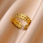 Geometric Lancet Glossy Stainless Steel Open Rings For Women Minimalist Gold Color Adjustable Wedding Ring Female Jewelry BFF