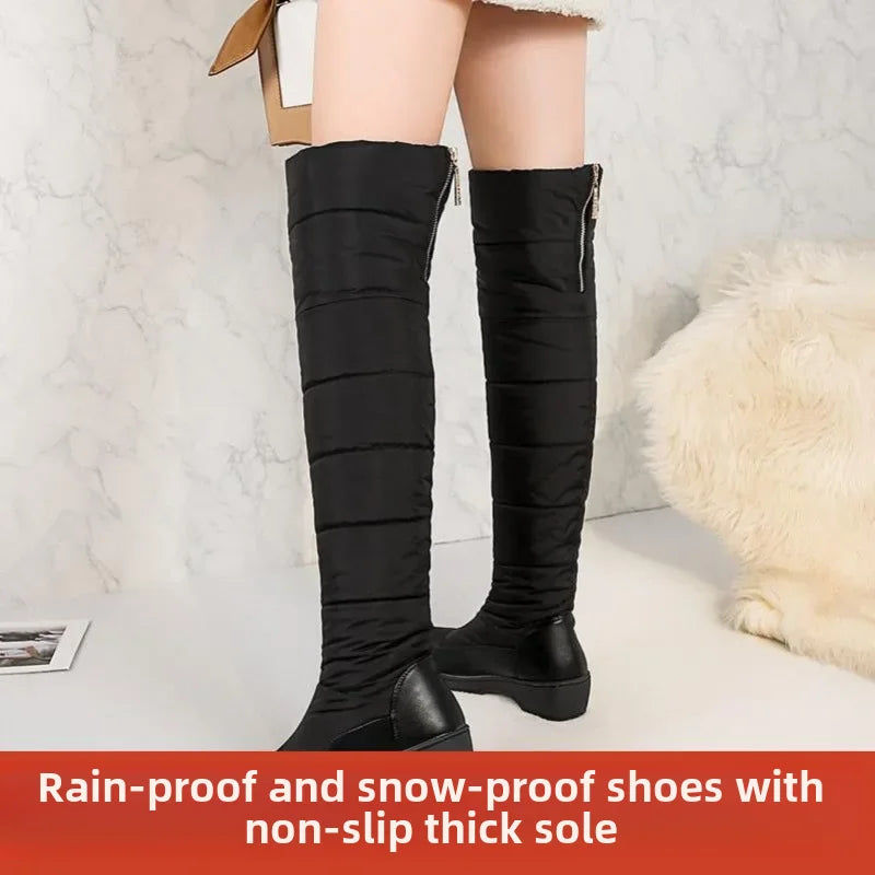 2023 Winter Waterproof Women's Knee-high Boots Warm Cotton Material Windproof Knee Protection Snow Boots Long-lasting Wear