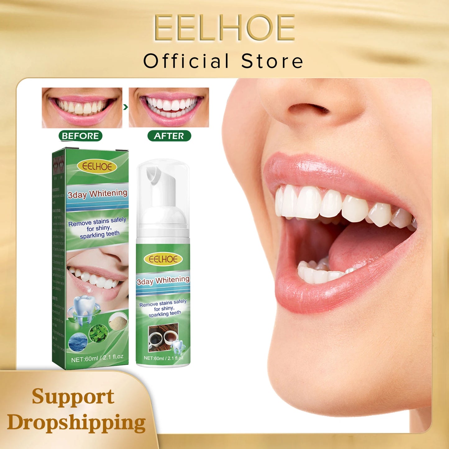 EELHOE Deep Cleaning Foam Toothpaste Mousse Teeth Whitening Products Mouth Wash Fresh Breath Dissolve Tooth Stains Oral Hygiene