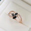 Wbmqda Trendy Black Natural Zircon Rings For Women 585 Rose Gold Color Wedding Party Fine Crystal Flower Jewelry Accessories