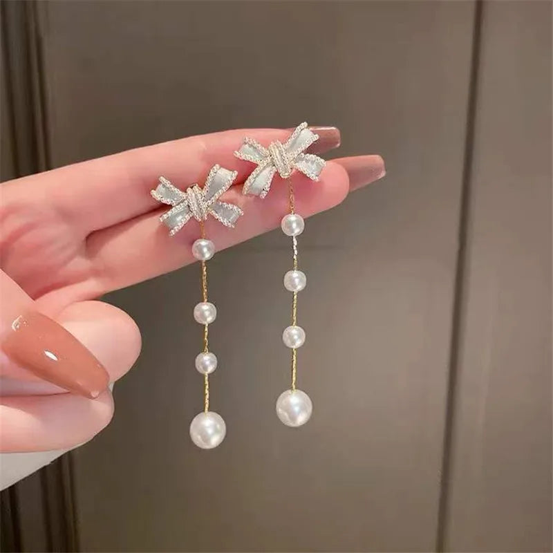 Korean Exquisite Heart Flower Drop Earrings For Women Girl Dangle Earring Girl Temperament Trendy Jewelry Valentine's Day Gifts