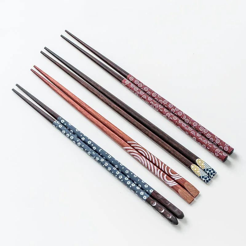 Hefeng Pointed Chopsticks for Home, Japanese Style, Fine Crafted, Solid Wood Cutlery, Creative, Non-slip, Heat Insulation