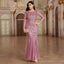 Plus Size Mermaid Formal Dresses O-Neck Long Sleeve Tulle Embroidery Party Gown Elegant Leaf Flower Dress Evening Luxury 2024