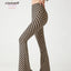 2024 Spring Summer New Checkerboard Shark Flared Leggings Women High Waist Tight Butt Lifter Sexy American Style Boot Cut  Pant