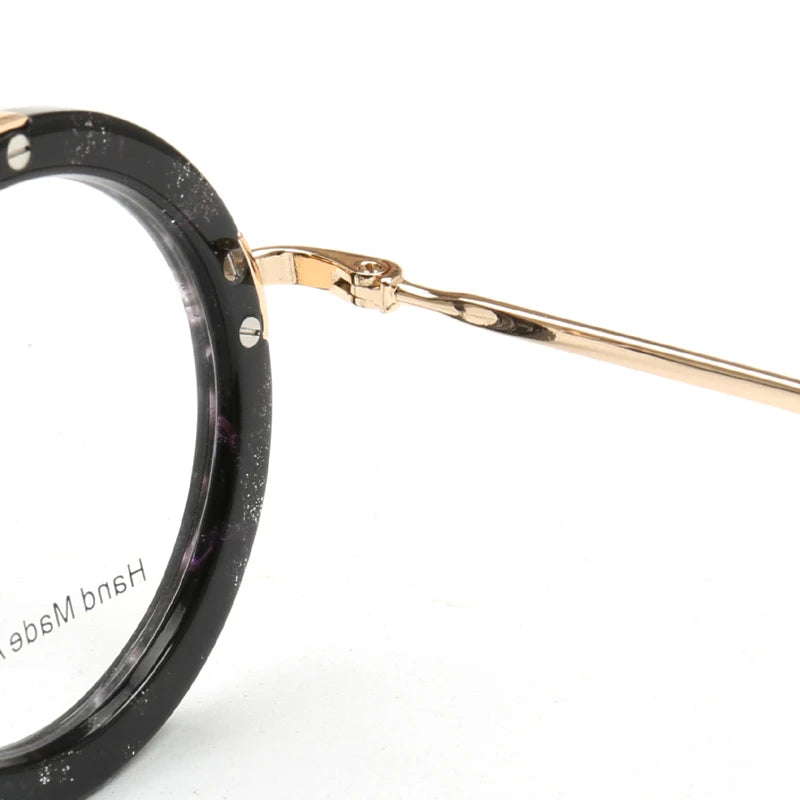 Vintage Round Acetate+Metal Eyeglasses Frame Men Prescription Myopia Optical Glasses Women 2024 New Korean Retro Luxury Eyewear