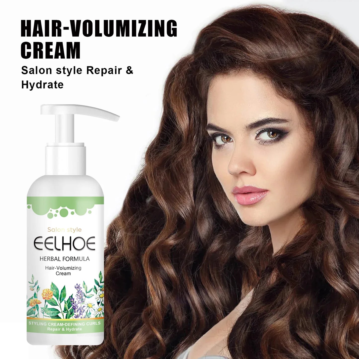 EELHOE Curl Booster Defining Cream Hair Curling Enhancer Moisturizing Styling Repair Curling Essence Elastin Setting Cream 50ml