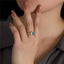 Real S925 sterling silver 18k Gold plating Geometric hexagon Synthetic blue topaz open ring for women luxury Fine jewelry