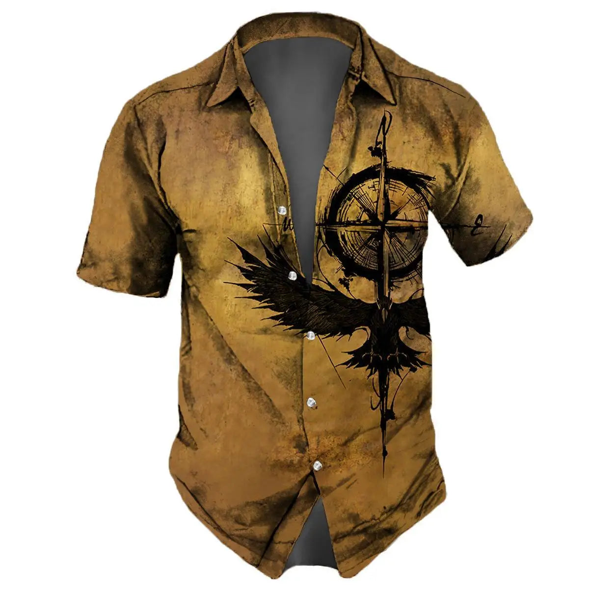 Retro Men's Shirt 3d Nautical Print Short Sleeve Shirt Summer Casual Top Loose Oversized Hawaiian Shirts For Men 2024 New Tops