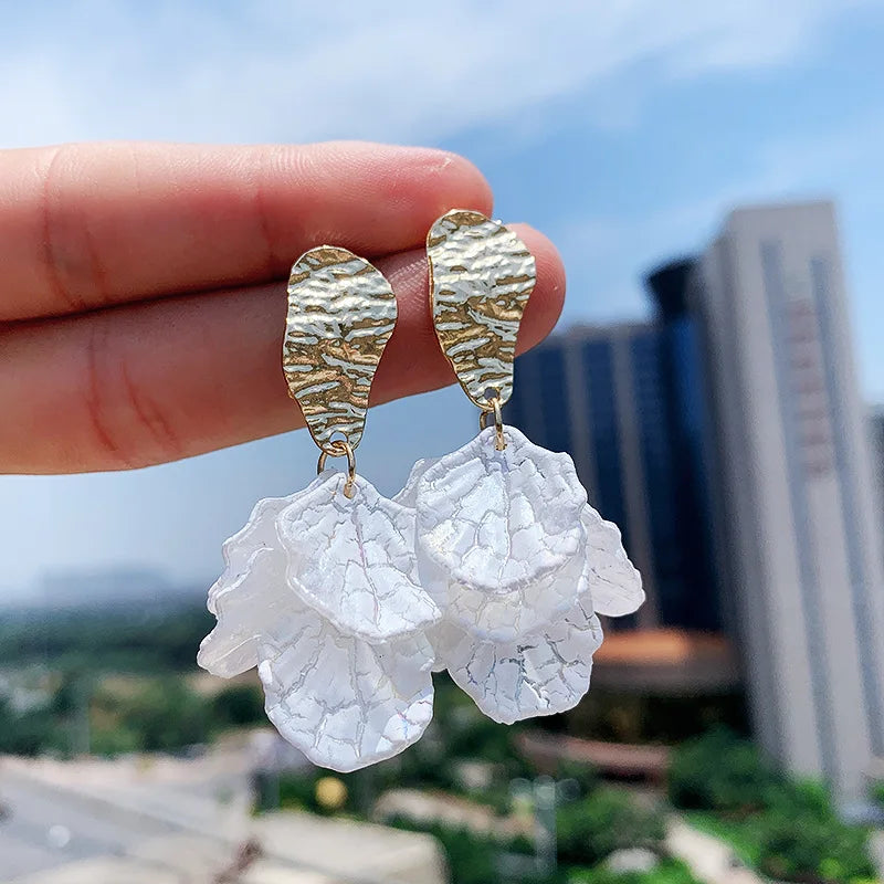 Korean Exquisite Heart Flower Drop Earrings For Women Girl Dangle Earring Girl Temperament Trendy Jewelry Valentine's Day Gifts