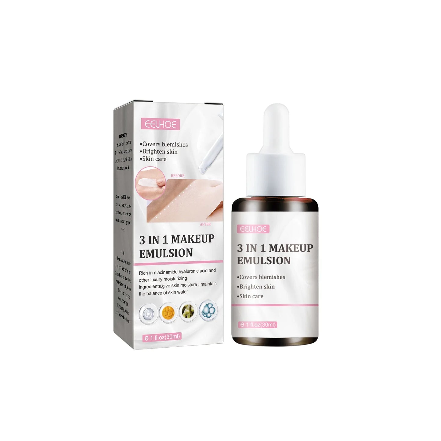 EELHOE Foundation Cream Makeup Face Lasting Concealer Brighten Skin Cover Dark Circles Freckle Instant Whitening Cream for Face