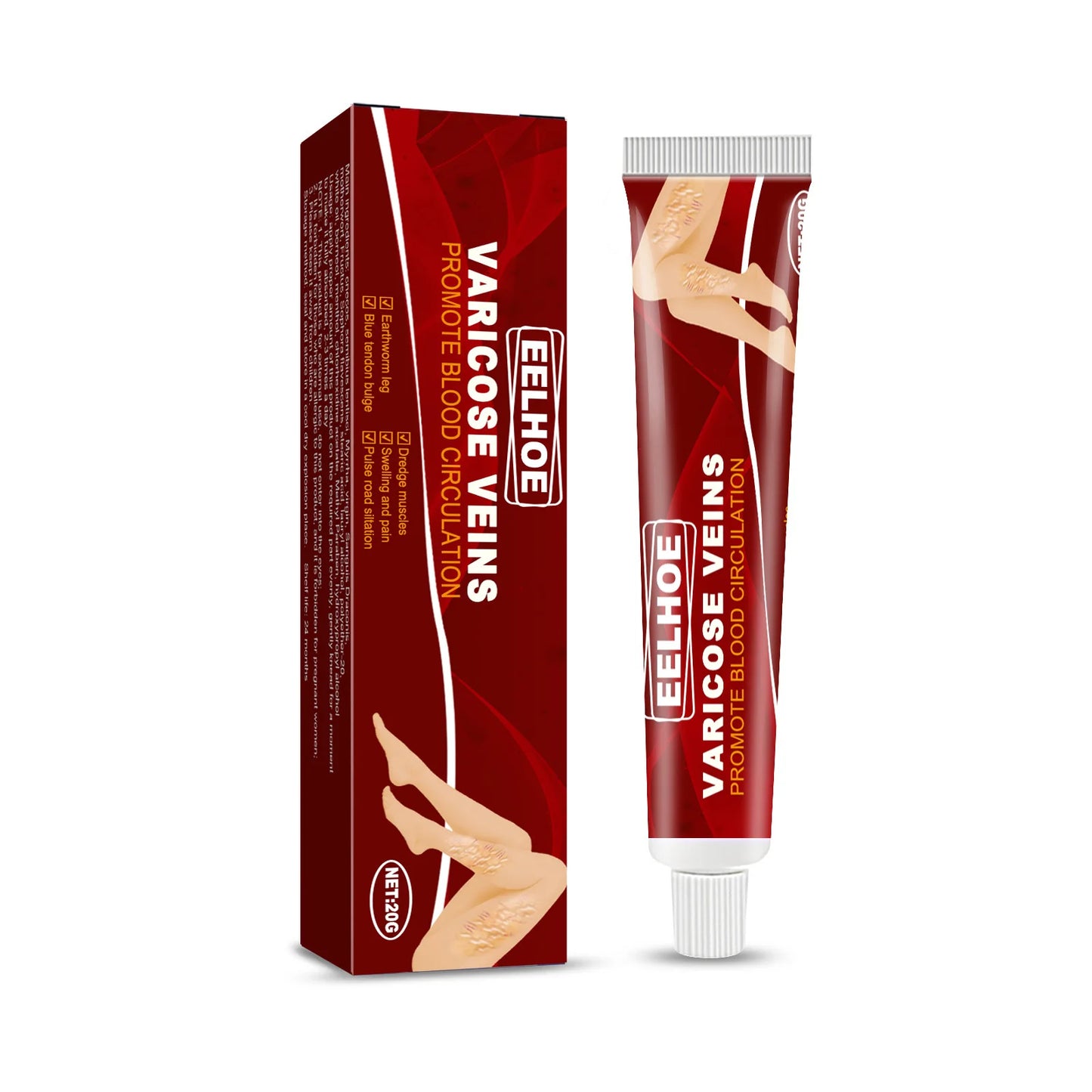 EELHOE Varicose Vein Massage Cream Relieves Leg Blood Vessel Bulging Calf Swelling Earthworm Leg Spider Inflammation Treat Cream