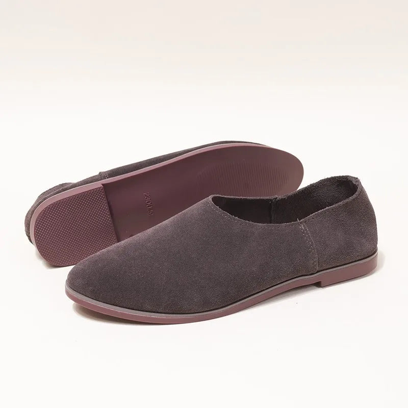 AIYUQI Ballet Flats Women's Shoes Genuine Leather Large Size 41 42 43 Pointed Toe Women's Loafers