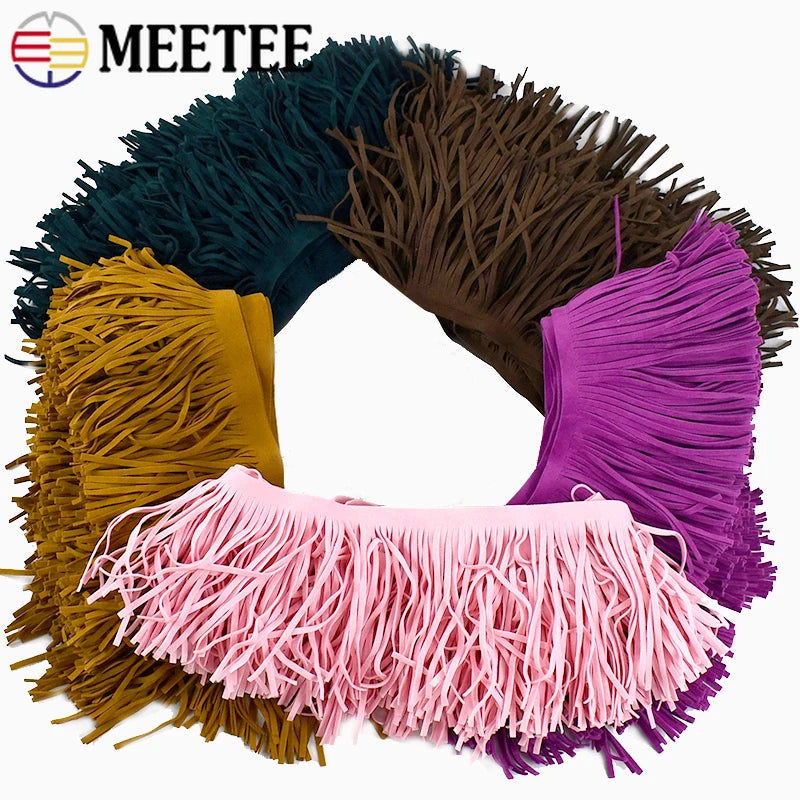 5Meters Meetee 10-30cm Suede Tassel Fringe Lace Trims Curtain Dress Tassels Ribbon Clothes Bag Decoration Sewing Accessories