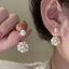 Trend New Camellia Flower Imitation Pearl Earring Female Temperament Trendy White Rose Earrings for Women Fashion Jewelry Gifts