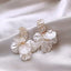 Korean Fashion Imitation Shell Pearl Dangle Earrings for Women Crystal Zirconia Flower Wedding Bridal Earring Party Accessories