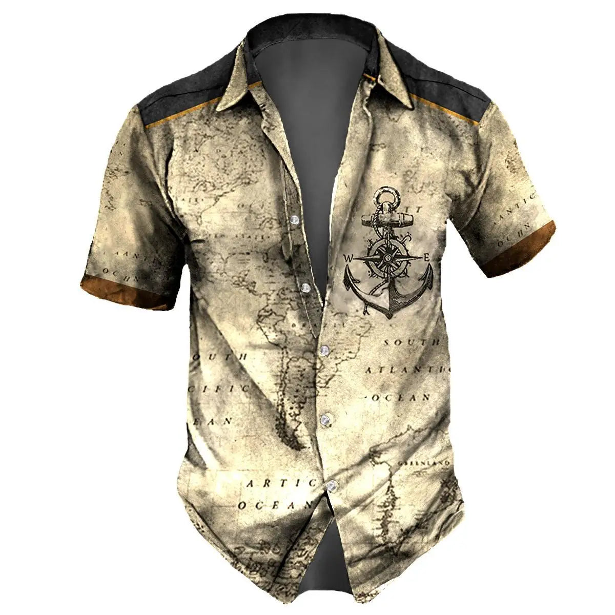 Retro Men's Shirt 3d Nautical Print Short Sleeve Shirt Summer Casual Top Loose Oversized Hawaiian Shirts For Men 2024 New Tops