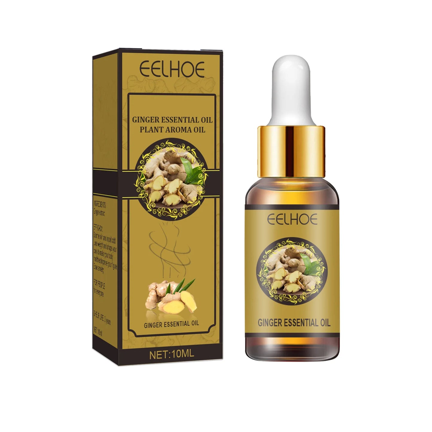 EELHOE Natural Ginger Slimming Essential Oil Fat BurnThin Leg Lymphatic Drainage Promote Metabolism Full Body Slim Massage Oil