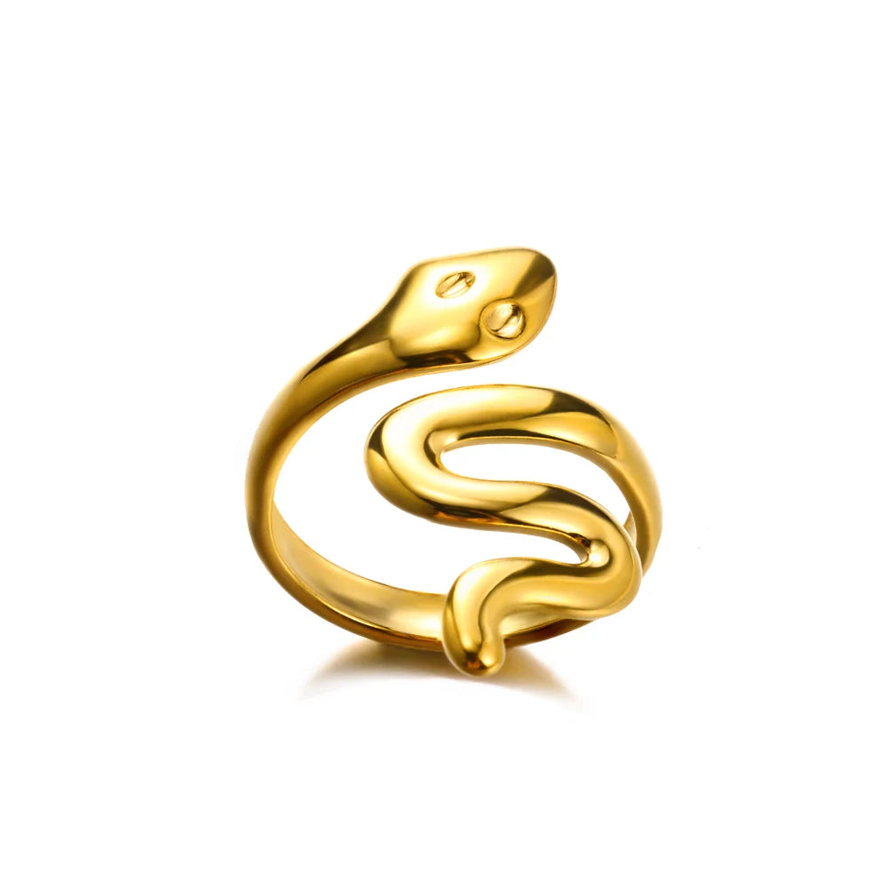 Geometric Lancet Glossy Stainless Steel Open Rings For Women Minimalist Gold Color Adjustable Wedding Ring Female Jewelry BFF