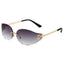 Rimless Oval Sunglasses Women UV400  Oversized Gradient Black Lenses Metal Frame Punk Decorative Glasses Men Goggles Female