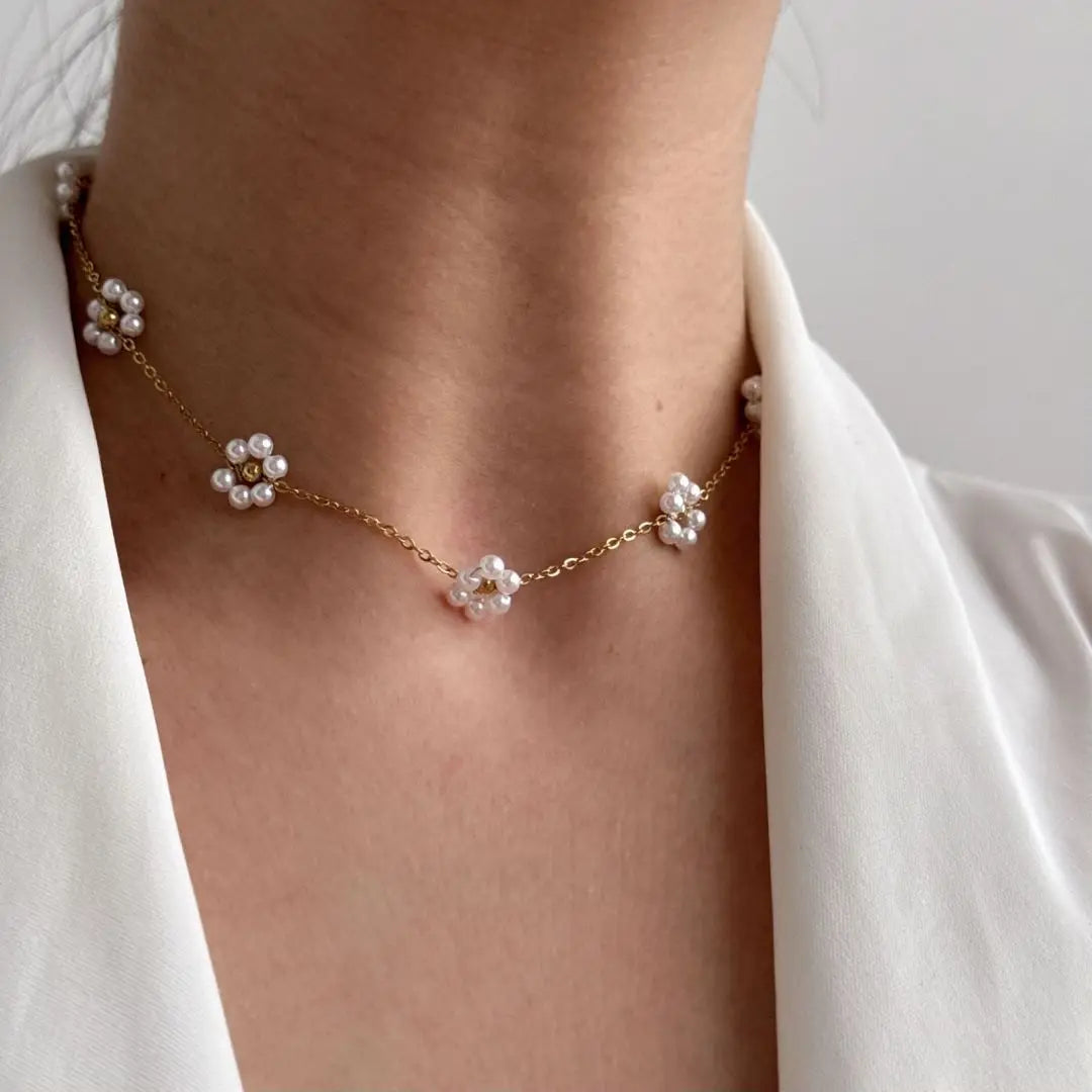 European American Style Light Luxury Handmade Bead Chains Flower Necklaces Women Romantic Temperament Bracelets Banquet Jewelry