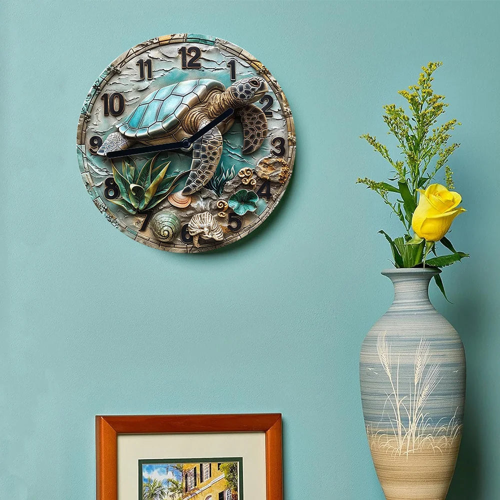 Aluminum Wall Clock With Turtle Design-Perfect For Summer Bedroom&Vacation Decor decoratie woonkamer voor de muur modern design