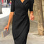2024 ZANZEA Elegant Office Suit Dress Women Half Puff Sleeve Vestidos Summer Fashion Solid Color Robe Casual V-neck OL Dresses